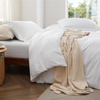 image:imageBedsure Gingham Ruffle Duvet Cover Set Queen Vintage Farmhouse Bed Pink  Plaid Ruffle Edges Soft Lightweight Hidden Zipper Inner Ties 90x90 Comforter Cover 2 Pillow Shams Machine Washable02  Bright White No Comforter