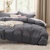 image:imageBedsure Gingham Ruffle Duvet Cover Set Queen Vintage Farmhouse Bed Pink  Plaid Ruffle Edges Soft Lightweight Hidden Zipper Inner Ties 90x90 Comforter Cover 2 Pillow Shams Machine Washable04  Dark Grey No Comforter