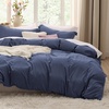 image:imageBedsure Gingham Ruffle Duvet Cover Set Queen Vintage Farmhouse Bed Pink  Plaid Ruffle Edges Soft Lightweight Hidden Zipper Inner Ties 90x90 Comforter Cover 2 Pillow Shams Machine Washable01  Navy No Comforter
