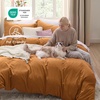image:imageBedsure Gingham Ruffle Duvet Cover Set Queen Vintage Farmhouse Bed Pink  Plaid Ruffle Edges Soft Lightweight Hidden Zipper Inner Ties 90x90 Comforter Cover 2 Pillow Shams Machine Washable08  Gold No Comforter