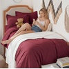 image:imageBedsure Gingham Ruffle Duvet Cover Set Queen Vintage Farmhouse Bed Pink  Plaid Ruffle Edges Soft Lightweight Hidden Zipper Inner Ties 90x90 Comforter Cover 2 Pillow Shams Machine Washable10  Burgundy No Comforter