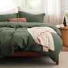 image:imageBedsure Gingham Ruffle Duvet Cover Set Queen Vintage Farmhouse Bed Pink  Plaid Ruffle Edges Soft Lightweight Hidden Zipper Inner Ties 90x90 Comforter Cover 2 Pillow Shams Machine Washable03  Olive Green No Comforter