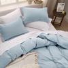 image:imageBedsure Gingham Ruffle Duvet Cover Set Queen Vintage Farmhouse Bed Pink  Plaid Ruffle Edges Soft Lightweight Hidden Zipper Inner Ties 90x90 Comforter Cover 2 Pillow Shams Machine Washable20  Sky Blue No Comforter