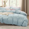 image:imageBedsure Gingham Ruffle Duvet Cover Set Queen Vintage Farmhouse Bed Pink  Plaid Ruffle Edges Soft Lightweight Hidden Zipper Inner Ties 90x90 Comforter Cover 2 Pillow Shams Machine Washable05  Baby Blue