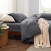 image:imageBedsure Gingham Ruffle Duvet Cover Set Queen Vintage Farmhouse Bed Pink  Plaid Ruffle Edges Soft Lightweight Hidden Zipper Inner Ties 90x90 Comforter Cover 2 Pillow Shams Machine Washable04  Dark Grey No Comforter