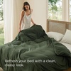 image:imageBedsure Gingham Ruffle Duvet Cover Set Queen Vintage Farmhouse Bed Pink  Plaid Ruffle Edges Soft Lightweight Hidden Zipper Inner Ties 90x90 Comforter Cover 2 Pillow Shams Machine Washable03  Olive Green No Comforter