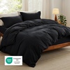 image:imageBedsure Gingham Ruffle Duvet Cover Set Queen Vintage Farmhouse Bed Pink  Plaid Ruffle Edges Soft Lightweight Hidden Zipper Inner Ties 90x90 Comforter Cover 2 Pillow Shams Machine Washable04  Black No Comforter