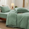 image:imageBedsure Gingham Ruffle Duvet Cover Set Queen Vintage Farmhouse Bed Pink  Plaid Ruffle Edges Soft Lightweight Hidden Zipper Inner Ties 90x90 Comforter Cover 2 Pillow Shams Machine Washable03  Sage Green No Comforter