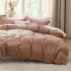 image:imageBedsure Gingham Ruffle Duvet Cover Set Queen Vintage Farmhouse Bed Pink  Plaid Ruffle Edges Soft Lightweight Hidden Zipper Inner Ties 90x90 Comforter Cover 2 Pillow Shams Machine Washable02  Mocha Mousse No Comforter