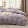 image:imageBedsure Gingham Ruffle Duvet Cover Set Queen Vintage Farmhouse Bed Pink  Plaid Ruffle Edges Soft Lightweight Hidden Zipper Inner Ties 90x90 Comforter Cover 2 Pillow Shams Machine Washable06  Lilac Purple No Comforter
