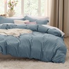 image:imageBedsure Gingham Ruffle Duvet Cover Set Queen Vintage Farmhouse Bed Pink  Plaid Ruffle Edges Soft Lightweight Hidden Zipper Inner Ties 90x90 Comforter Cover 2 Pillow Shams Machine Washable05  Dusty Blue No Comforter