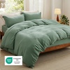 image:imageBedsure Gingham Ruffle Duvet Cover Set Queen Vintage Farmhouse Bed Pink  Plaid Ruffle Edges Soft Lightweight Hidden Zipper Inner Ties 90x90 Comforter Cover 2 Pillow Shams Machine Washable03  Sage Green No Comforter