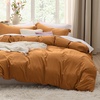image:imageBedsure Gingham Ruffle Duvet Cover Set Queen Vintage Farmhouse Bed Pink  Plaid Ruffle Edges Soft Lightweight Hidden Zipper Inner Ties 90x90 Comforter Cover 2 Pillow Shams Machine Washable08  Gold No Comforter