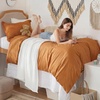 image:imageBedsure Gingham Ruffle Duvet Cover Set Queen Vintage Farmhouse Bed Pink  Plaid Ruffle Edges Soft Lightweight Hidden Zipper Inner Ties 90x90 Comforter Cover 2 Pillow Shams Machine Washable08  Gold No Comforter