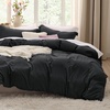 image:imageBedsure Gingham Ruffle Duvet Cover Set Queen Vintage Farmhouse Bed Pink  Plaid Ruffle Edges Soft Lightweight Hidden Zipper Inner Ties 90x90 Comforter Cover 2 Pillow Shams Machine Washable04  Black No Comforter