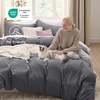 image:imageBedsure Gingham Ruffle Duvet Cover Set Queen Vintage Farmhouse Bed Pink  Plaid Ruffle Edges Soft Lightweight Hidden Zipper Inner Ties 90x90 Comforter Cover 2 Pillow Shams Machine Washable04  Dark Grey No Comforter