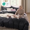 image:imageBedsure Gingham Ruffle Duvet Cover Set Queen Vintage Farmhouse Bed Pink  Plaid Ruffle Edges Soft Lightweight Hidden Zipper Inner Ties 90x90 Comforter Cover 2 Pillow Shams Machine Washable04  Black No Comforter