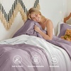 image:imageBedsure Gingham Ruffle Duvet Cover Set Queen Vintage Farmhouse Bed Pink  Plaid Ruffle Edges Soft Lightweight Hidden Zipper Inner Ties 90x90 Comforter Cover 2 Pillow Shams Machine Washable06  Lilac Purple No Comforter