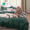 image:imageBedsure Gingham Ruffle Duvet Cover Set Queen Vintage Farmhouse Bed Pink  Plaid Ruffle Edges Soft Lightweight Hidden Zipper Inner Ties 90x90 Comforter Cover 2 Pillow Shams Machine Washable01  Forest Green No Comforter