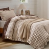 image:imageBedsure Gingham Ruffle Duvet Cover Set Queen Vintage Farmhouse Bed Pink  Plaid Ruffle Edges Soft Lightweight Hidden Zipper Inner Ties 90x90 Comforter Cover 2 Pillow Shams Machine Washable24  Tan Gingham