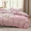 image:imageBedsure Gingham Ruffle Duvet Cover Set Queen Vintage Farmhouse Bed Pink  Plaid Ruffle Edges Soft Lightweight Hidden Zipper Inner Ties 90x90 Comforter Cover 2 Pillow Shams Machine Washable09  Pink No Comforter