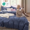 image:imageBedsure Gingham Ruffle Duvet Cover Set Queen Vintage Farmhouse Bed Pink  Plaid Ruffle Edges Soft Lightweight Hidden Zipper Inner Ties 90x90 Comforter Cover 2 Pillow Shams Machine Washable01  Navy No Comforter