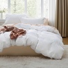 image:imageBedsure Gingham Ruffle Duvet Cover Set Queen Vintage Farmhouse Bed Pink  Plaid Ruffle Edges Soft Lightweight Hidden Zipper Inner Ties 90x90 Comforter Cover 2 Pillow Shams Machine Washable00  White No Comforter