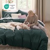 image:imageBedsure Gingham Ruffle Duvet Cover Set Queen Vintage Farmhouse Bed Pink  Plaid Ruffle Edges Soft Lightweight Hidden Zipper Inner Ties 90x90 Comforter Cover 2 Pillow Shams Machine Washable01  Forest Green No Comforter