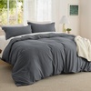 image:imageBedsure Gingham Ruffle Duvet Cover Set Queen Vintage Farmhouse Bed Pink  Plaid Ruffle Edges Soft Lightweight Hidden Zipper Inner Ties 90x90 Comforter Cover 2 Pillow Shams Machine Washable23  Dark Grey No Comforter