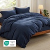 image:imageBedsure Gingham Ruffle Duvet Cover Set Queen Vintage Farmhouse Bed Pink  Plaid Ruffle Edges Soft Lightweight Hidden Zipper Inner Ties 90x90 Comforter Cover 2 Pillow Shams Machine Washable01  Navy No Comforter