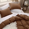 image:imageBedsure Gingham Ruffle Duvet Cover Set Queen Vintage Farmhouse Bed Pink  Plaid Ruffle Edges Soft Lightweight Hidden Zipper Inner Ties 90x90 Comforter Cover 2 Pillow Shams Machine Washable19  Chocolate Brown No Comforter