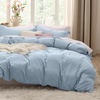 image:imageBedsure Gingham Ruffle Duvet Cover Set Queen Vintage Farmhouse Bed Pink  Plaid Ruffle Edges Soft Lightweight Hidden Zipper Inner Ties 90x90 Comforter Cover 2 Pillow Shams Machine Washable05  Celestial Blue No Comforter