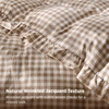 image:imageBedsure Gingham Ruffle Duvet Cover Set Queen Vintage Farmhouse Bed Pink  Plaid Ruffle Edges Soft Lightweight Hidden Zipper Inner Ties 90x90 Comforter Cover 2 Pillow Shams Machine Washable24  Tan Gingham