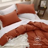 image:imageBedsure Gingham Ruffle Duvet Cover Set Queen Vintage Farmhouse Bed Pink  Plaid Ruffle Edges Soft Lightweight Hidden Zipper Inner Ties 90x90 Comforter Cover 2 Pillow Shams Machine Washable08  Terracotta No Comforter