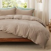 image:imageBedsure Gingham Ruffle Duvet Cover Set Queen Vintage Farmhouse Bed Pink  Plaid Ruffle Edges Soft Lightweight Hidden Zipper Inner Ties 90x90 Comforter Cover 2 Pillow Shams Machine Washable02  Light Brown No Comforter