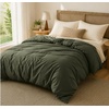 image:imageBedsure Tan Gingham Ruffle Duvet Cover SetVintage Farmhouse Bedding Queen  Cottagecore Aesthetic Ruffle Edges Soft Lightweight Hidden Zipper Inner Ties 90x90 Comforter Cover 2 Pillow Shams03  Olive Green No Comforter