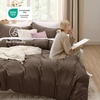 image:imageBedsure Tan Gingham Ruffle Duvet Cover SetVintage Farmhouse Bedding Queen  Cottagecore Aesthetic Ruffle Edges Soft Lightweight Hidden Zipper Inner Ties 90x90 Comforter Cover 2 Pillow Shams02  Dark Brown No Comforter