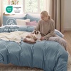 image:imageBedsure Tan Gingham Ruffle Duvet Cover SetVintage Farmhouse Bedding Queen  Cottagecore Aesthetic Ruffle Edges Soft Lightweight Hidden Zipper Inner Ties 90x90 Comforter Cover 2 Pillow Shams05  Dusty Blue No Comforter