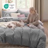 image:imageBedsure Tan Gingham Ruffle Duvet Cover SetVintage Farmhouse Bedding Queen  Cottagecore Aesthetic Ruffle Edges Soft Lightweight Hidden Zipper Inner Ties 90x90 Comforter Cover 2 Pillow Shams04  Grey No Comforter