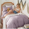 image:imageBedsure Tan Gingham Ruffle Duvet Cover SetVintage Farmhouse Bedding Queen  Cottagecore Aesthetic Ruffle Edges Soft Lightweight Hidden Zipper Inner Ties 90x90 Comforter Cover 2 Pillow Shams06  Dusty Purple No Comforter