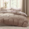 image:imageBedsure Tan Gingham Ruffle Duvet Cover SetVintage Farmhouse Bedding Queen  Cottagecore Aesthetic Ruffle Edges Soft Lightweight Hidden Zipper Inner Ties 90x90 Comforter Cover 2 Pillow Shams02  Khaki No Comforter