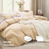 image:imageBedsure Tan Gingham Ruffle Duvet Cover SetVintage Farmhouse Bedding Queen  Cottagecore Aesthetic Ruffle Edges Soft Lightweight Hidden Zipper Inner Ties 90x90 Comforter Cover 2 Pillow Shams01  Alabaster Gleam No Comforter