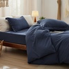 image:imageBedsure Tan Gingham Ruffle Duvet Cover SetVintage Farmhouse Bedding Queen  Cottagecore Aesthetic Ruffle Edges Soft Lightweight Hidden Zipper Inner Ties 90x90 Comforter Cover 2 Pillow Shams01  Navy No Comforter