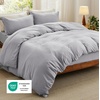 image:imageBedsure Tan Gingham Ruffle Duvet Cover SetVintage Farmhouse Bedding Queen  Cottagecore Aesthetic Ruffle Edges Soft Lightweight Hidden Zipper Inner Ties 90x90 Comforter Cover 2 Pillow Shams04  Light Grey No Comforter