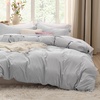 image:imageBedsure Tan Gingham Ruffle Duvet Cover SetVintage Farmhouse Bedding Queen  Cottagecore Aesthetic Ruffle Edges Soft Lightweight Hidden Zipper Inner Ties 90x90 Comforter Cover 2 Pillow Shams04  Light Grey No Comforter