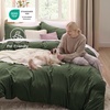 image:imageBedsure Tan Gingham Ruffle Duvet Cover SetVintage Farmhouse Bedding Queen  Cottagecore Aesthetic Ruffle Edges Soft Lightweight Hidden Zipper Inner Ties 90x90 Comforter Cover 2 Pillow Shams03  Olive Green No Comforter