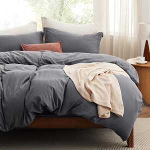 image:imageBedsure Gingham Ruffle Duvet Cover Set Queen Vintage Farmhouse Bed Pink  Plaid Ruffle Edges Soft Lightweight Hidden Zipper Inner Ties 90x90 Comforter Cover 2 Pillow Shams Machine Washable04  Dark Grey No Comforter