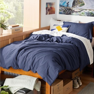 image:imageBedsure Gingham Ruffle Duvet Cover Set Queen Vintage Farmhouse Bed Pink  Plaid Ruffle Edges Soft Lightweight Hidden Zipper Inner Ties 90x90 Comforter Cover 2 Pillow Shams Machine Washable01  Navy No Comforter