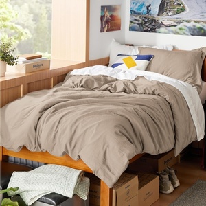 image:imageBedsure Gingham Ruffle Duvet Cover Set Queen Vintage Farmhouse Bed Pink  Plaid Ruffle Edges Soft Lightweight Hidden Zipper Inner Ties 90x90 Comforter Cover 2 Pillow Shams Machine Washable02  Light Brown No Comforter