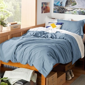image:imageBedsure Gingham Ruffle Duvet Cover Set Queen Vintage Farmhouse Bed Pink  Plaid Ruffle Edges Soft Lightweight Hidden Zipper Inner Ties 90x90 Comforter Cover 2 Pillow Shams Machine Washable05  Dusty Blue No Comforter